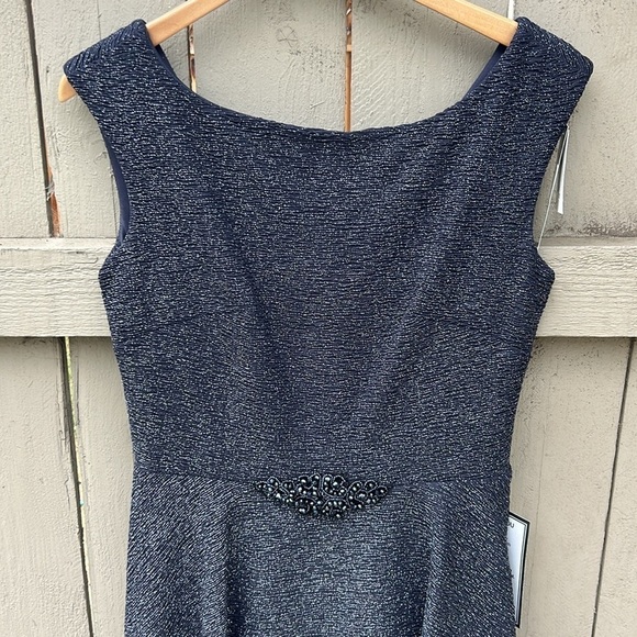 NWT B & A by Betsey and Adam Cocktail Dress Black With Silver Sparkles Prom - Picture 2 of 13